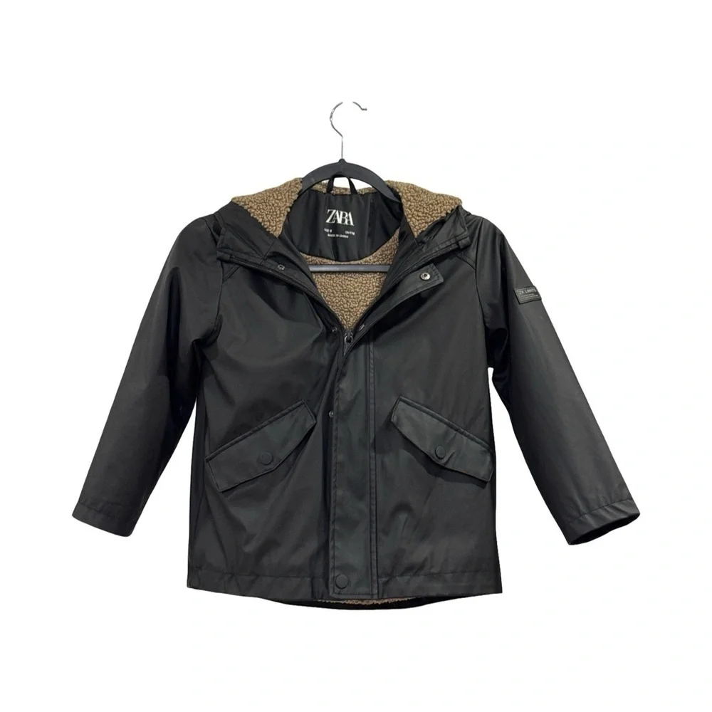 Zara Faux Shearling Rubberized Puffer Parka